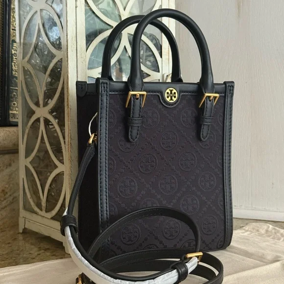 New tory burch MINI T MONOGRAM TOTE black